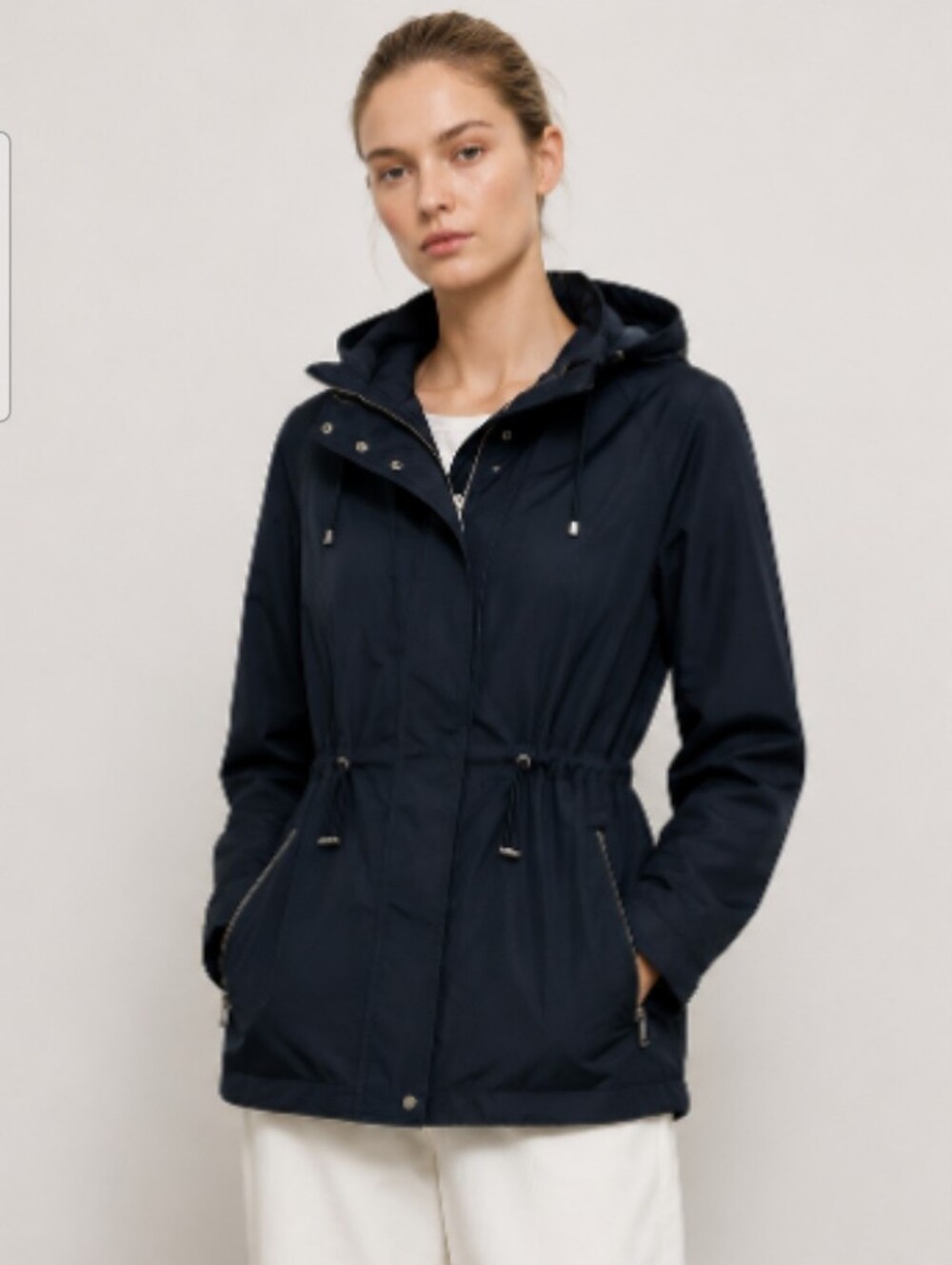 ZARA Navy Funnel Neck Anorak